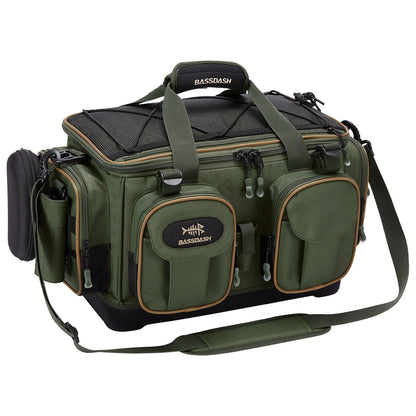 Water Resistant Lightweight Fishing Tackle Shoulder Bag by BASSDASH Durable Hard Molded Bottom Rain Cover Included - Awapuhi Camille