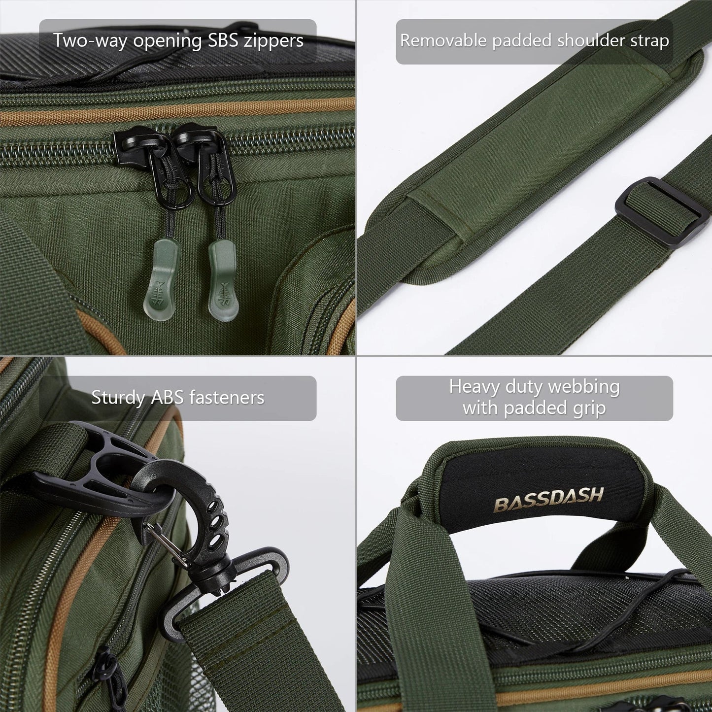 Water Resistant Lightweight Fishing Tackle Shoulder Bag by BASSDASH Durable Hard Molded Bottom Rain Cover Included - Awapuhi Camille