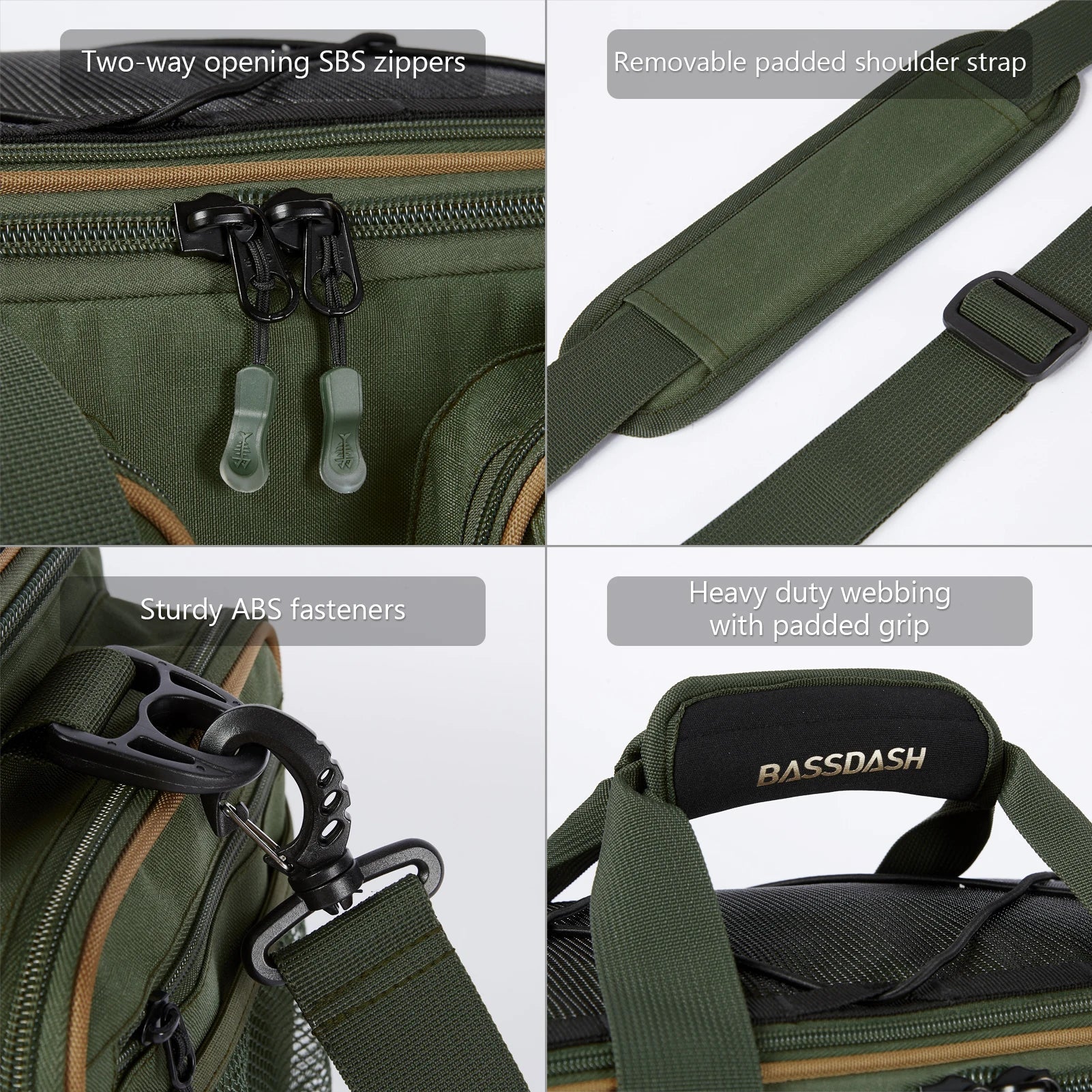 Water Resistant Lightweight Fishing Tackle Shoulder Bag by BASSDASH Durable Hard Molded Bottom Rain Cover Included - Awapuhi Camille